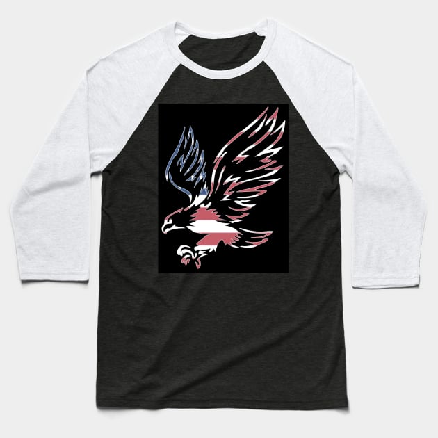 Eagle in Faded American Flag Baseball T-Shirt by m2inspiration